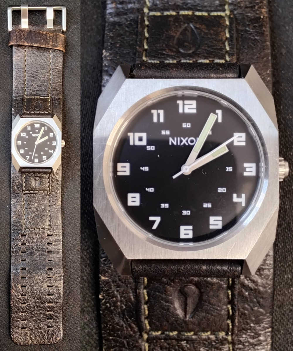 Nixon The Scout Men's Wrist Watch Brown Leather Band Quartz Outdoor #Z5867